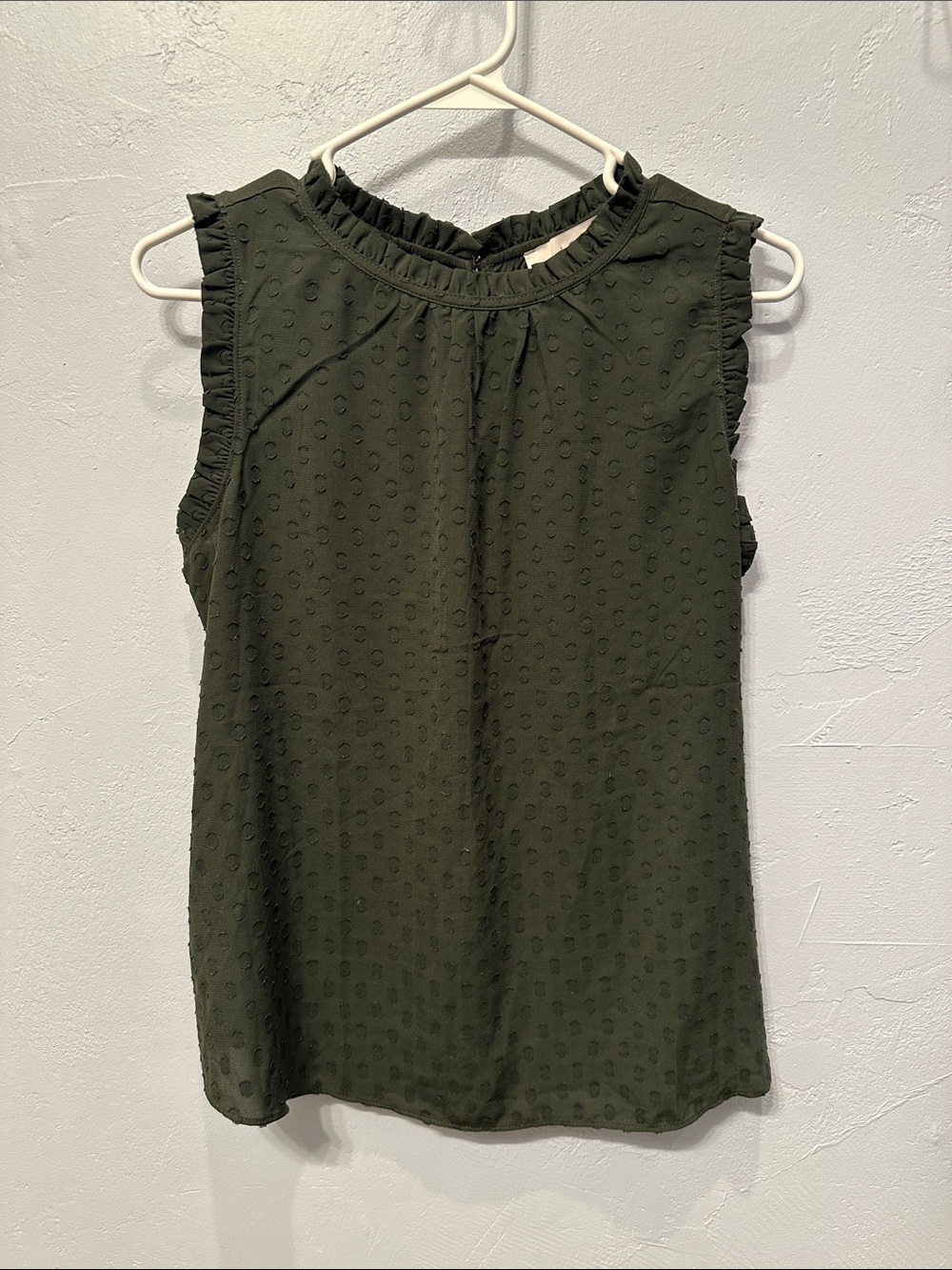 LOFT Olive Green Ruffle Trim Sleeveless Camisole